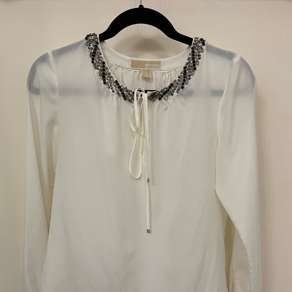 Michael KORS long sleeve blouse with jewelled collar - Picture 1 of 4